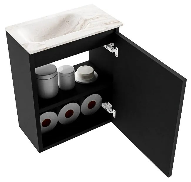 Mondiaz Ture DLux toiletmeubel 40cm urban met wastafel frappe links zonder kraangat