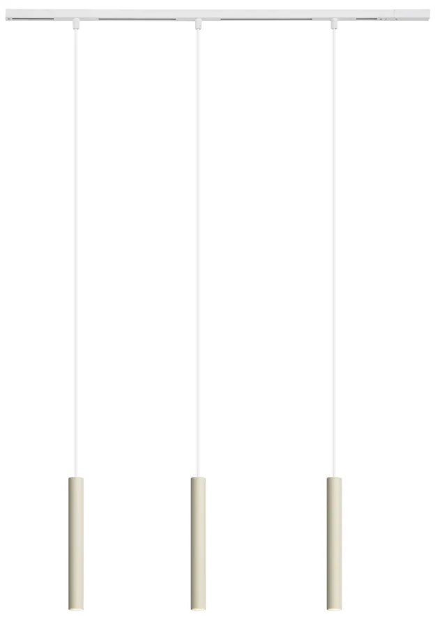 Modern railsysteem met 3 hanglampen beige met wit 1-fase - Slimline Keno