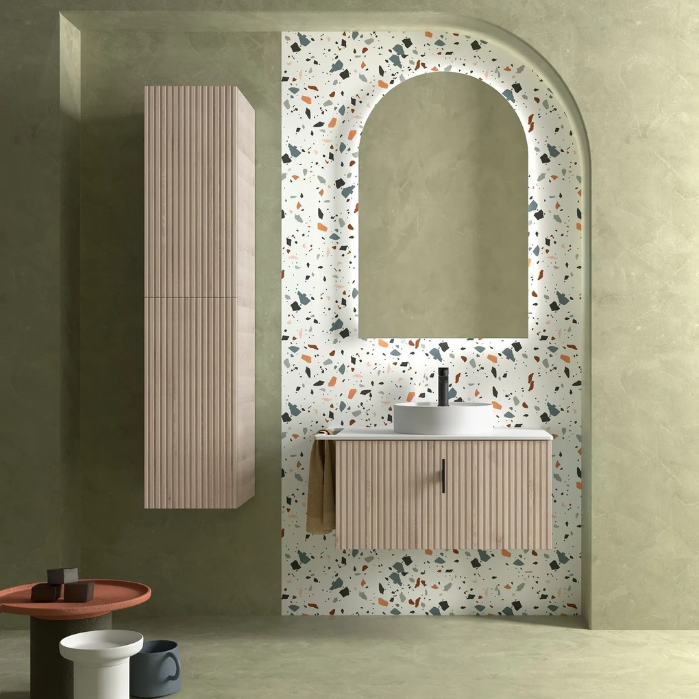 Muebles Raya onderkast ribbelfront 80cm met 1 softclose lade en binnenlade naturel eiken