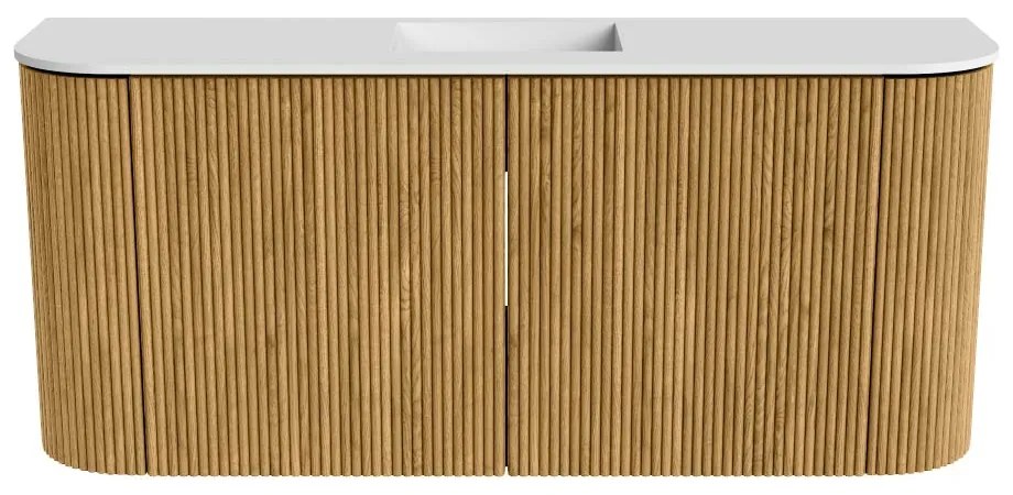 Mondiaz Joya 95cm toiletmeubel ronding links/rechts oak met wastafel faye midden 1 kraangat talc