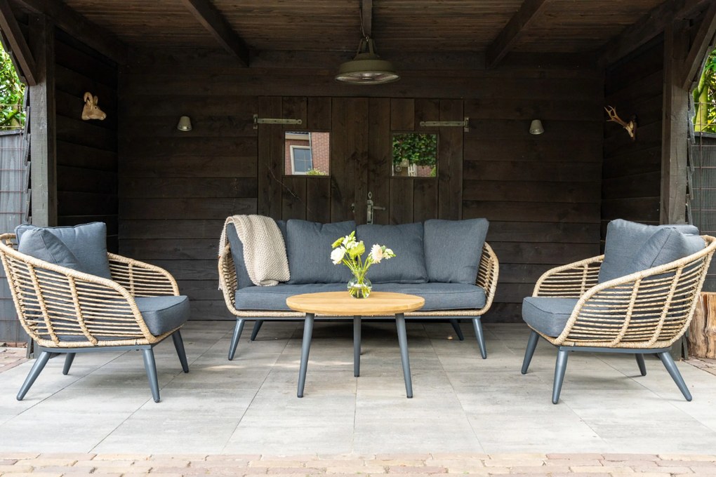 Stoel en Bank Loungeset 5 personen Wicker Taupe Coco Coco Leonardo
