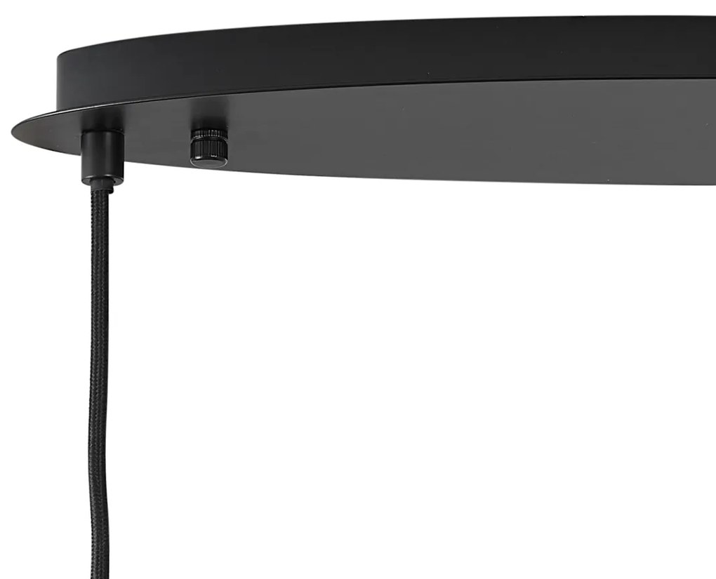 Design hanglamp zwart met smoke glas ovaal 5-lichts - Mochan