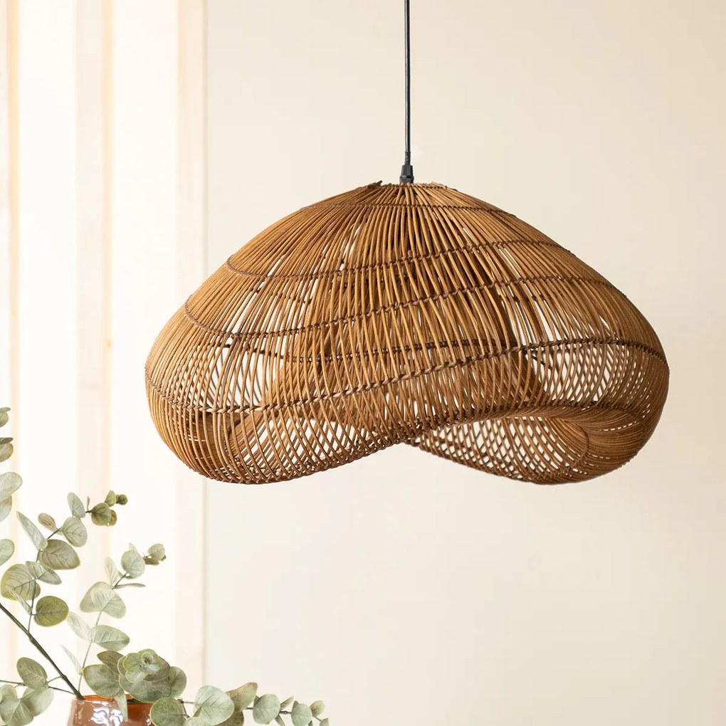 By-Boo Lunar Rieten Lamp Organische Vorm Bruin