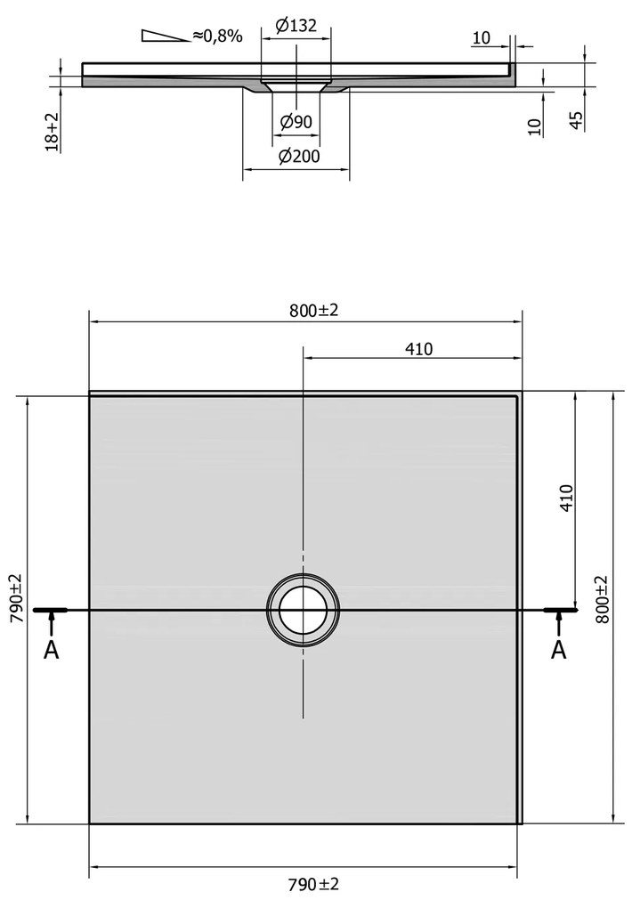 Polysan Mirai vierkante douchebak 2 randen 80x80cm wit