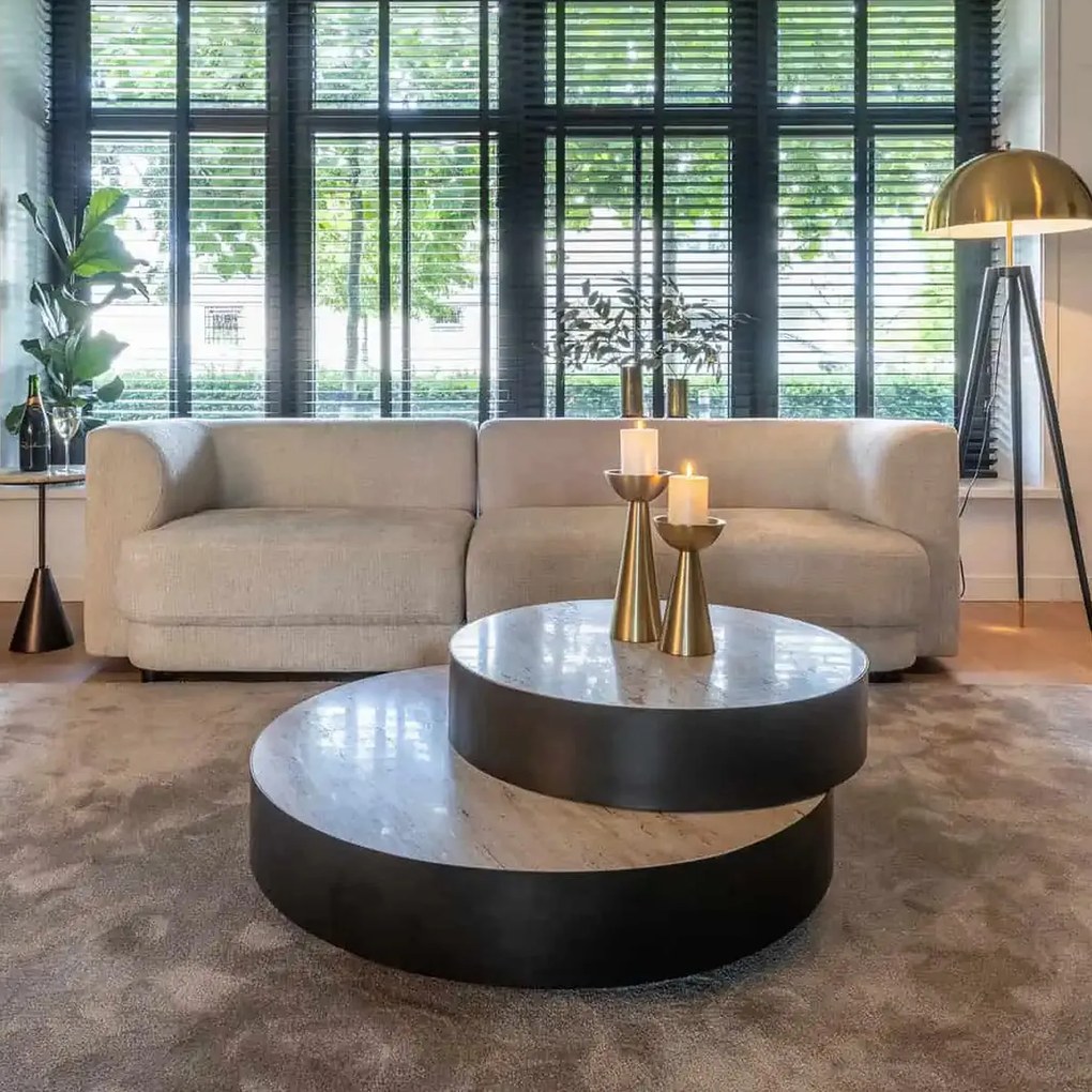 Richmond Interiors Avalon Design Salontafel Rond Travertin - 100 X 100cm.