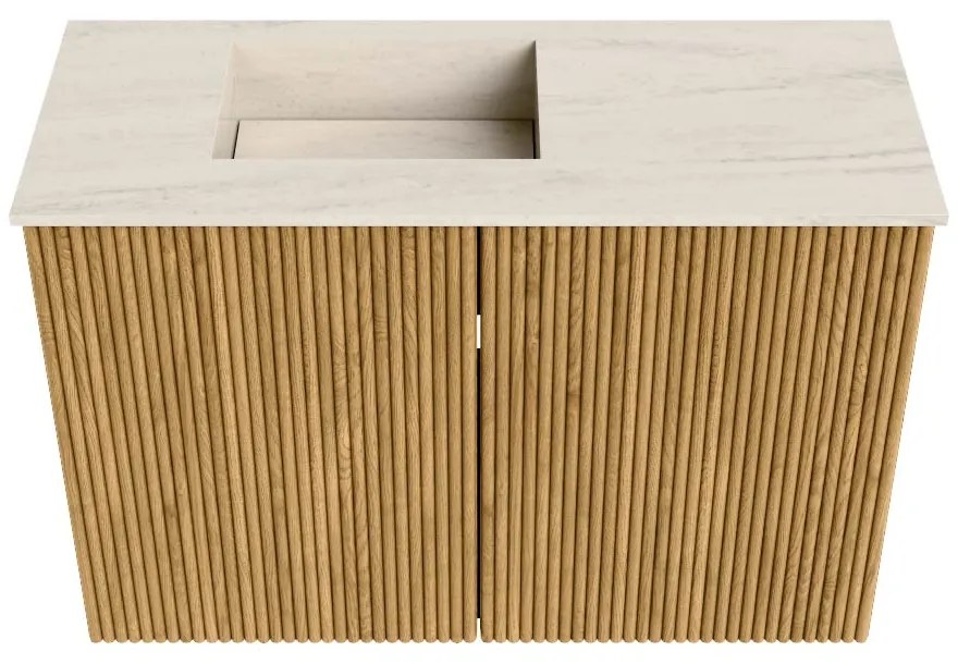 Mondiaz Joya DLux 60cm toiletmeubel oak met wastafel faye links 1 kraangat meli