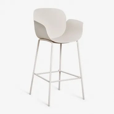 Set Van 4 Hoge Krukken Van Polypropyleen En Staal Lynette Steen Wit & ↑75 Cm - Sklum