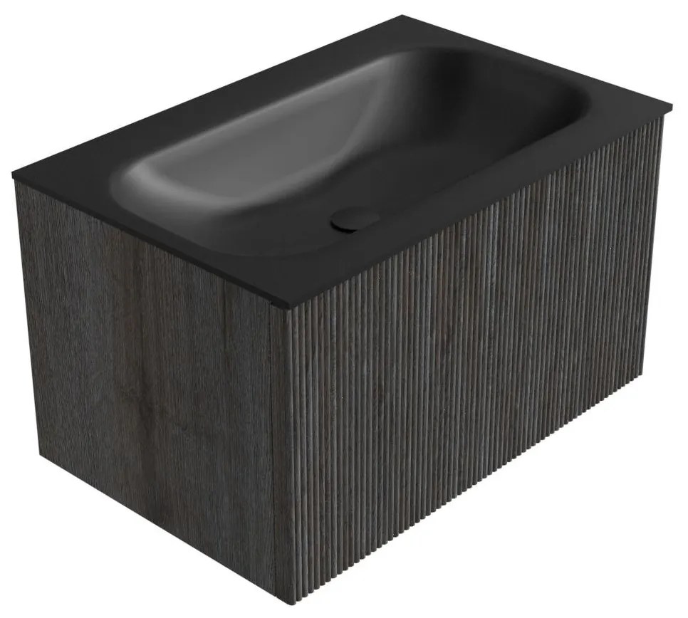 Mondiaz Kurve 70cm badmeubel shadow met 1 lade en wastafel big small midden zonder kraangat urban