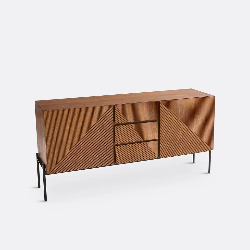 Vintage buffetkast met 2 deuren en 3 lades, Lodge