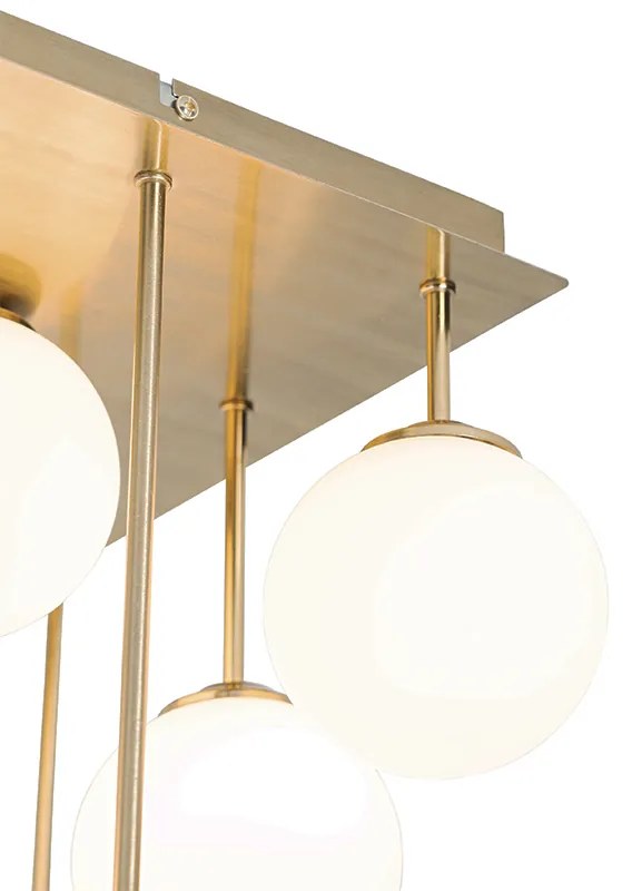 Moderne plafondlamp goud met opaal glas 9-lichts  - Athens