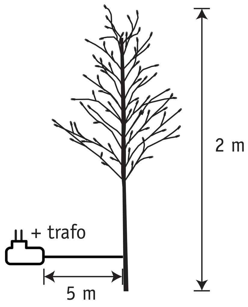 Buitenlamp Kerst vloerlamp zwart boom 200cm incl. LED IP44 - Vixen IP44 Buitenverlichting