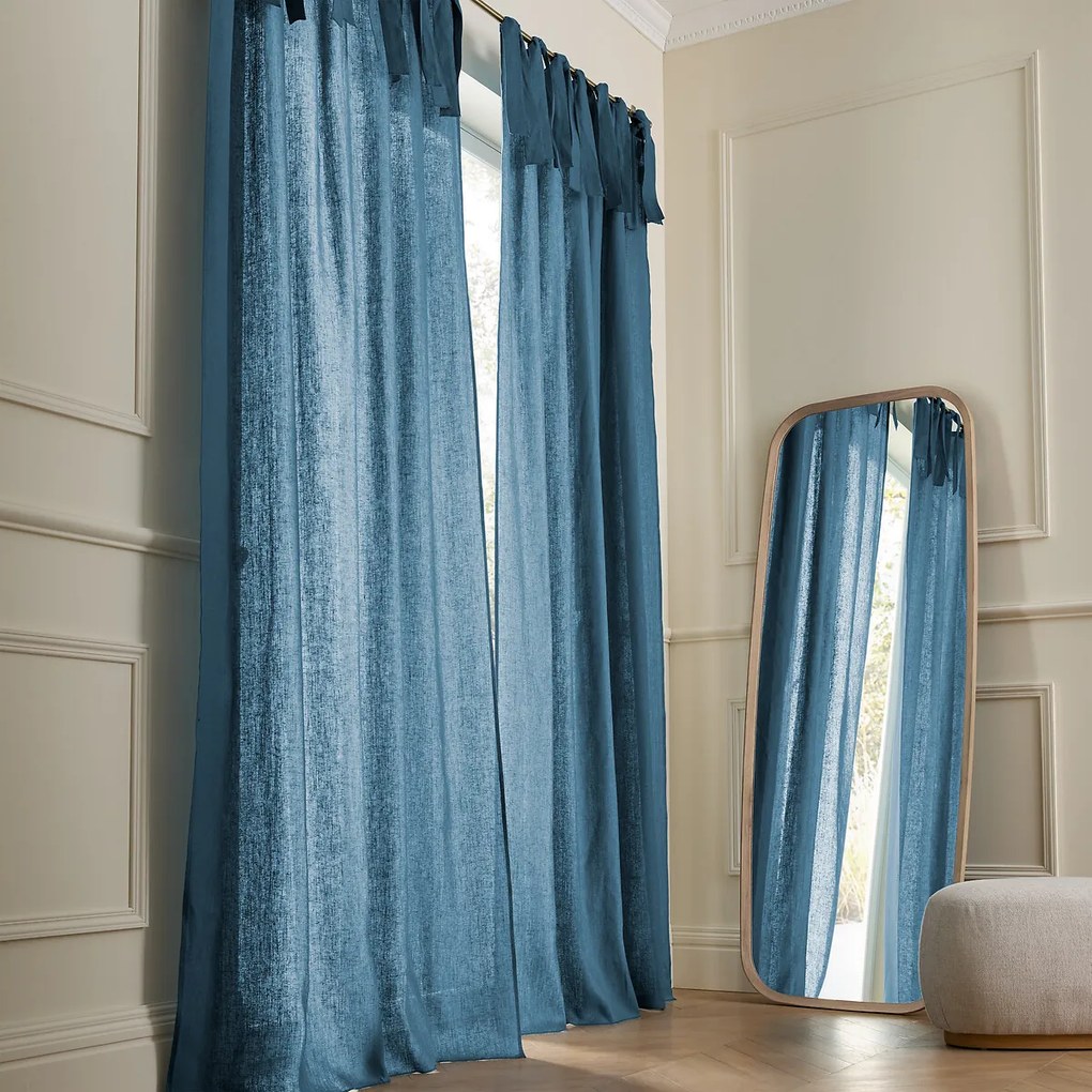 Linnen gordijn met strikken Colin