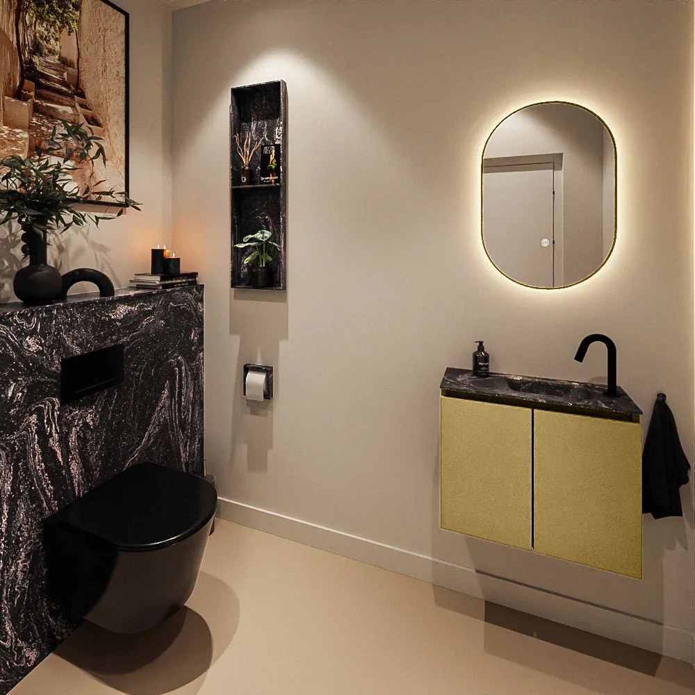 Mondiaz Ture DLux toiletmeubel 60cm oro met wastafel lava rechts met kraangat