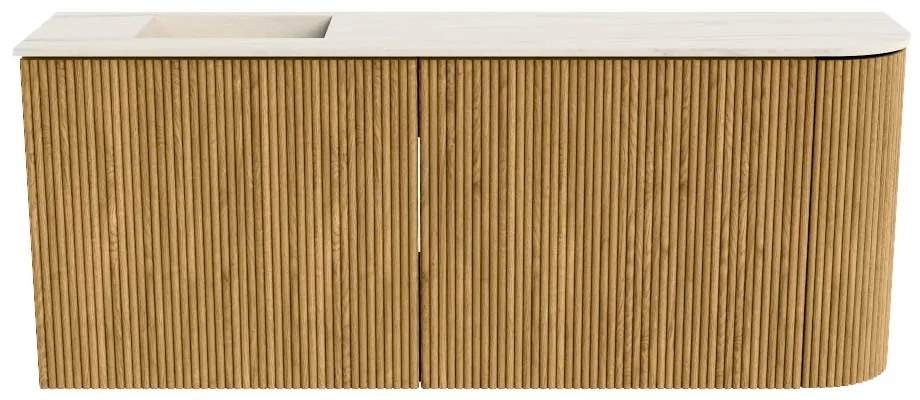 Mondiaz Joya DLux 100cm toiletmeubel ronding rechts oak met wastafel faye links zonder kraangat meli