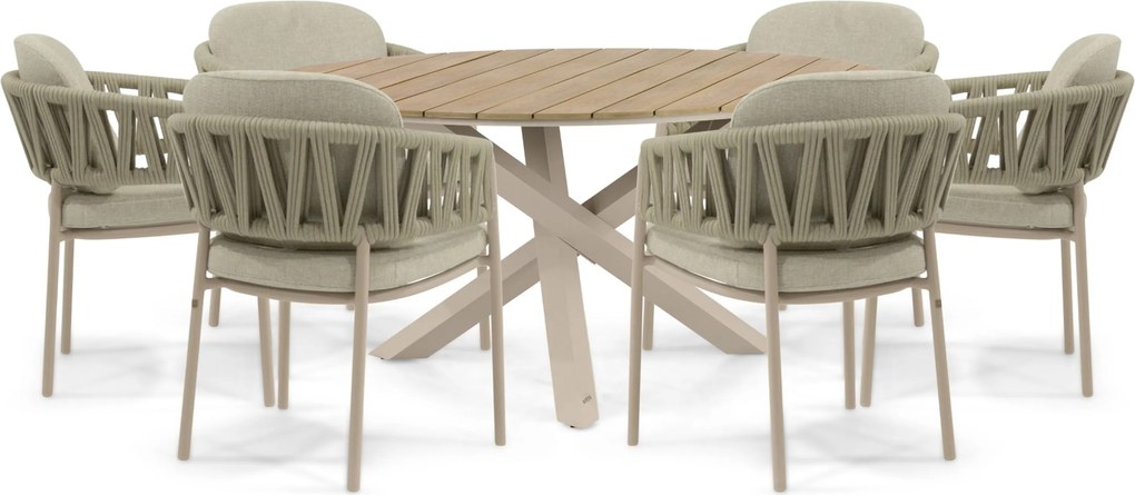 Tuinset 6 personen  Rope Zand/Beige 4 Seasons Outdoor Calma/Ancona