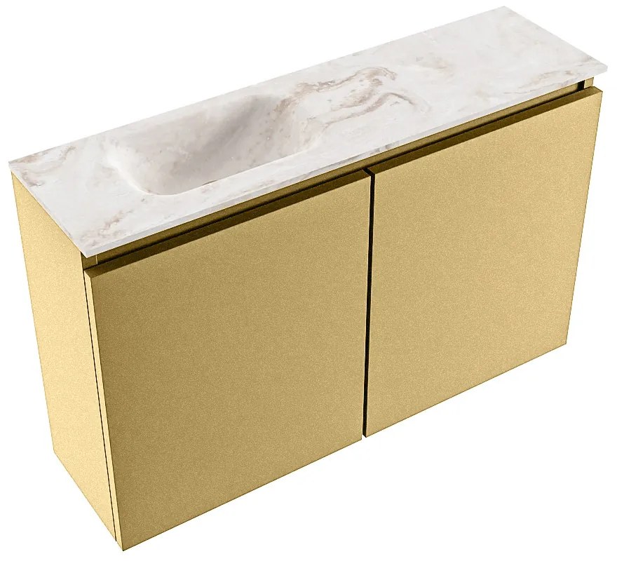 Mondiaz Ture DLux toiletmeubel 80cm oro met wastafel frappe links met kraangat