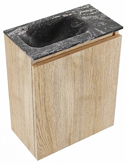 Mondiaz Ture DLux toiletmeubel 40cm washed oak met wastafel lava links met kraangat