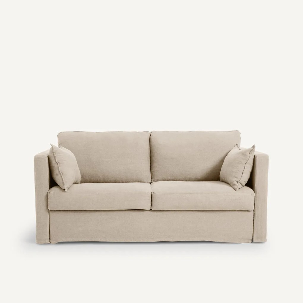 Sofa 3-er, omvormbaar, in dik stonewashed linnen, NÉO KINKAJOU