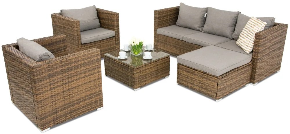 Roma Corner 6 Tuinpunt bruin technorattan tuinmeubelen