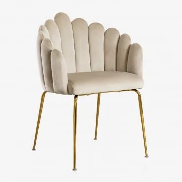 Eetkamerstoel Met Armleuningen In Fluweel Markina Beige – Crème - Sklum