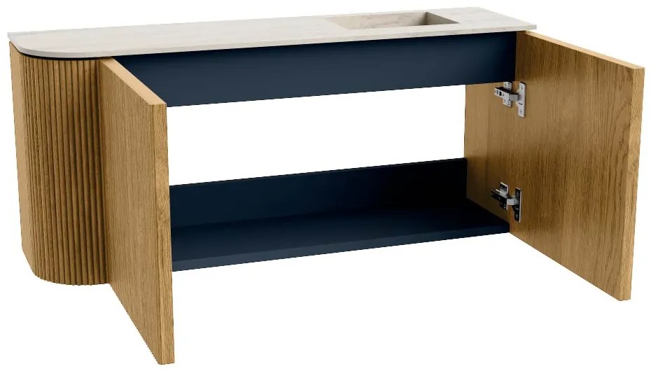 Mondiaz Joya DLux 90cm toiletmeubel ronding links oak met wastafel faye rechts zonder kraangat meli
