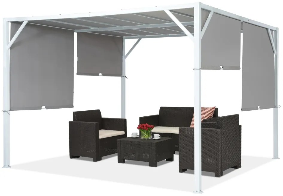 Metalen terraspergola Santorini 3 x 3 m wit-antraciet Garden Point