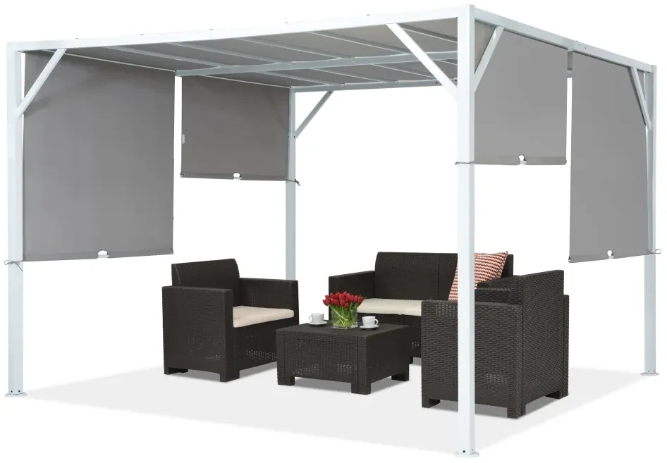 Metalowa pergola tarasowa Santorini 3 x 3 m biało-antracytowa Garden Point