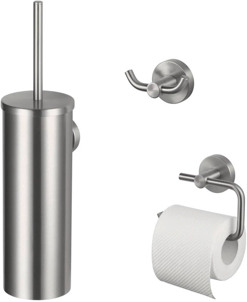 Haceka Kosmos 3-delige toilet accessoireset cm geborsteld RVS