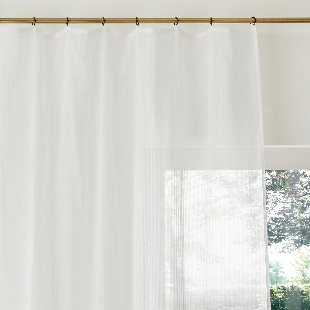Glasgordijn met ruitjes en met vaste ringen, Ivory