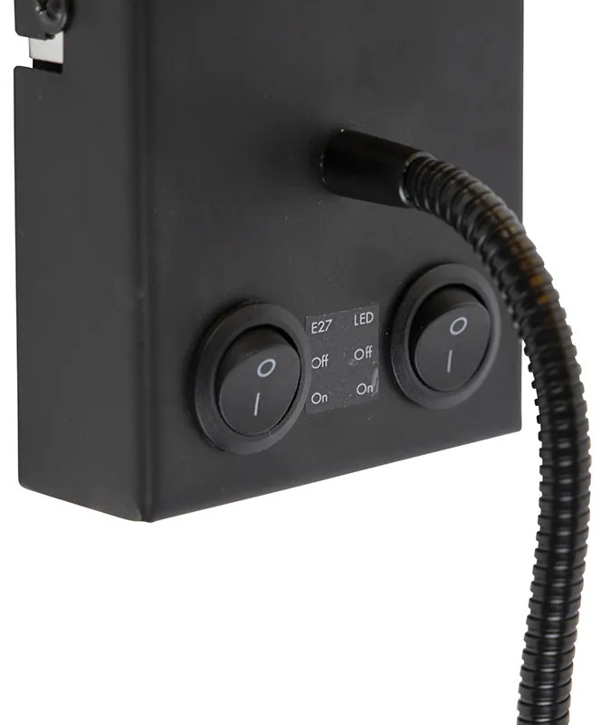 Smart wandlamp met dimmer zwart met velours donkergrijze kap incl. Wifi A60 - Stacca Modern E27 cilinder / rond Binnenverlichting Lamp