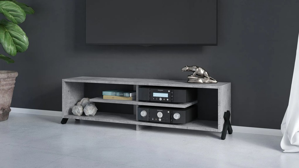 VIK RTV-140 kast, Millenium Beton - MODERNE TV-MEUBEL VOOR DE WOONKAMER