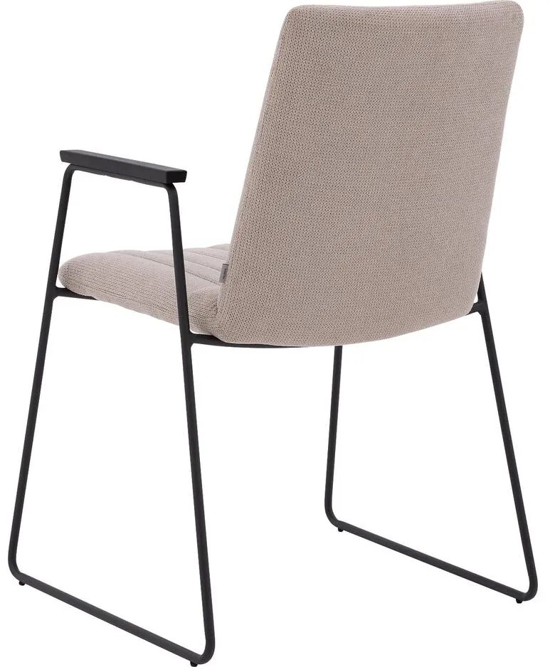 Goossens Eetkamerstoel Manta beige stof met armleuning, urban industrieel