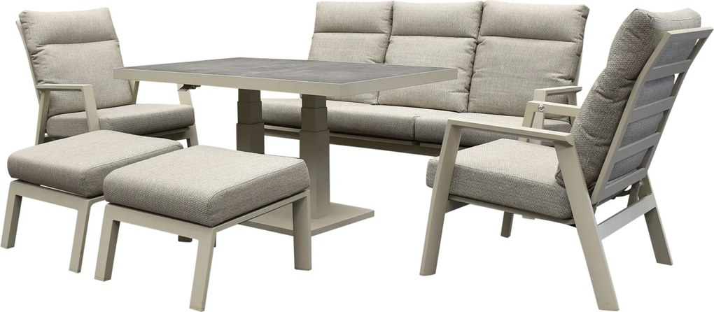 Barolo Pacific stoel bank dining loungeset 6 delig verstelbaar latte