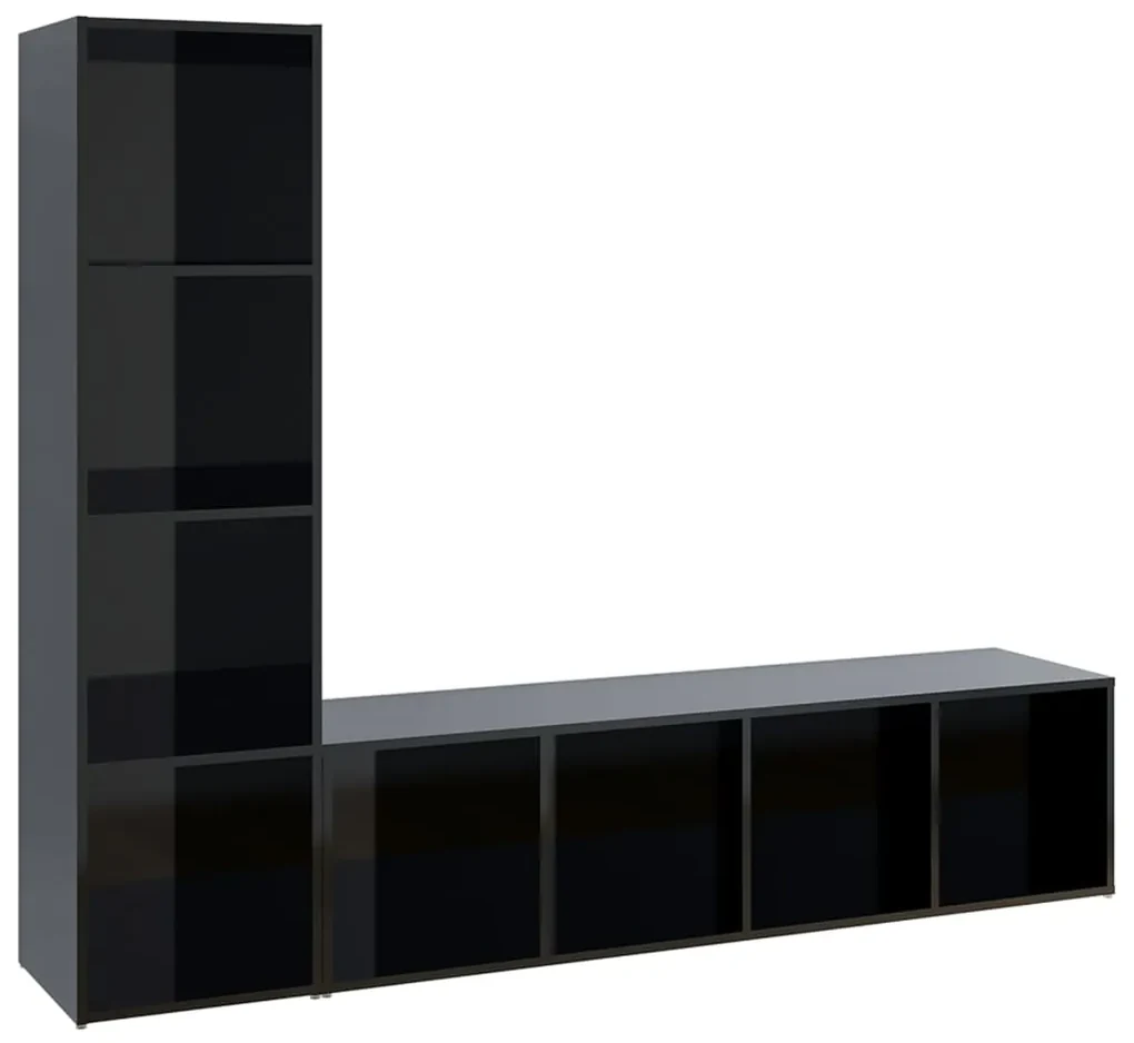 vidaXL Tv-meubelen 2 st 142,5x35x36,5 cm spaanplaat hoogglans zwart