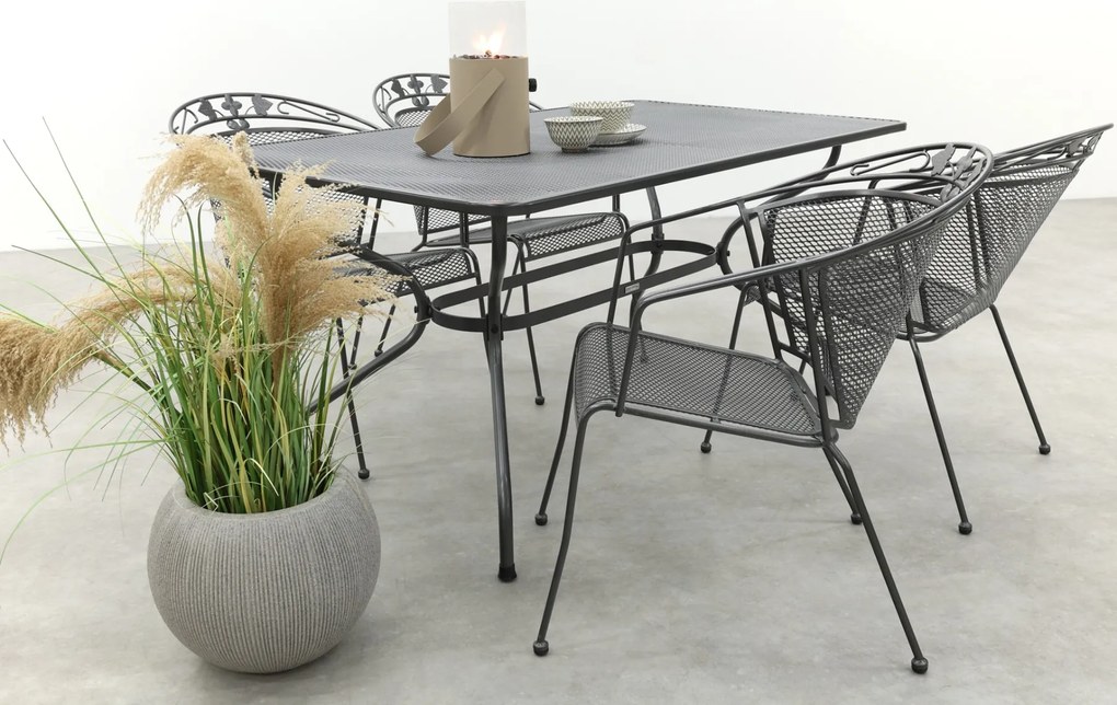 Royal Garden Elegance stapelbare tuinset strekmetaal 160x90 cm.