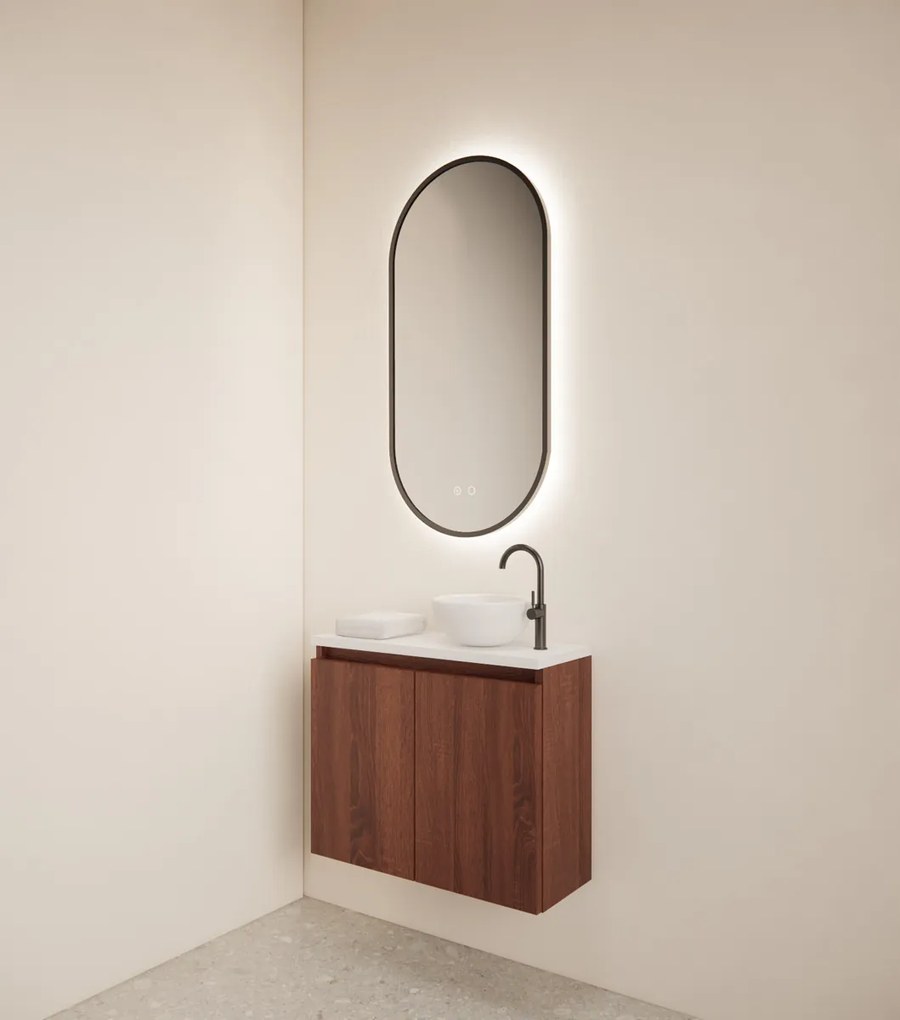 Gliss Design Echo toiletmeubel 60cm choco eiken met toppaneel wit mat