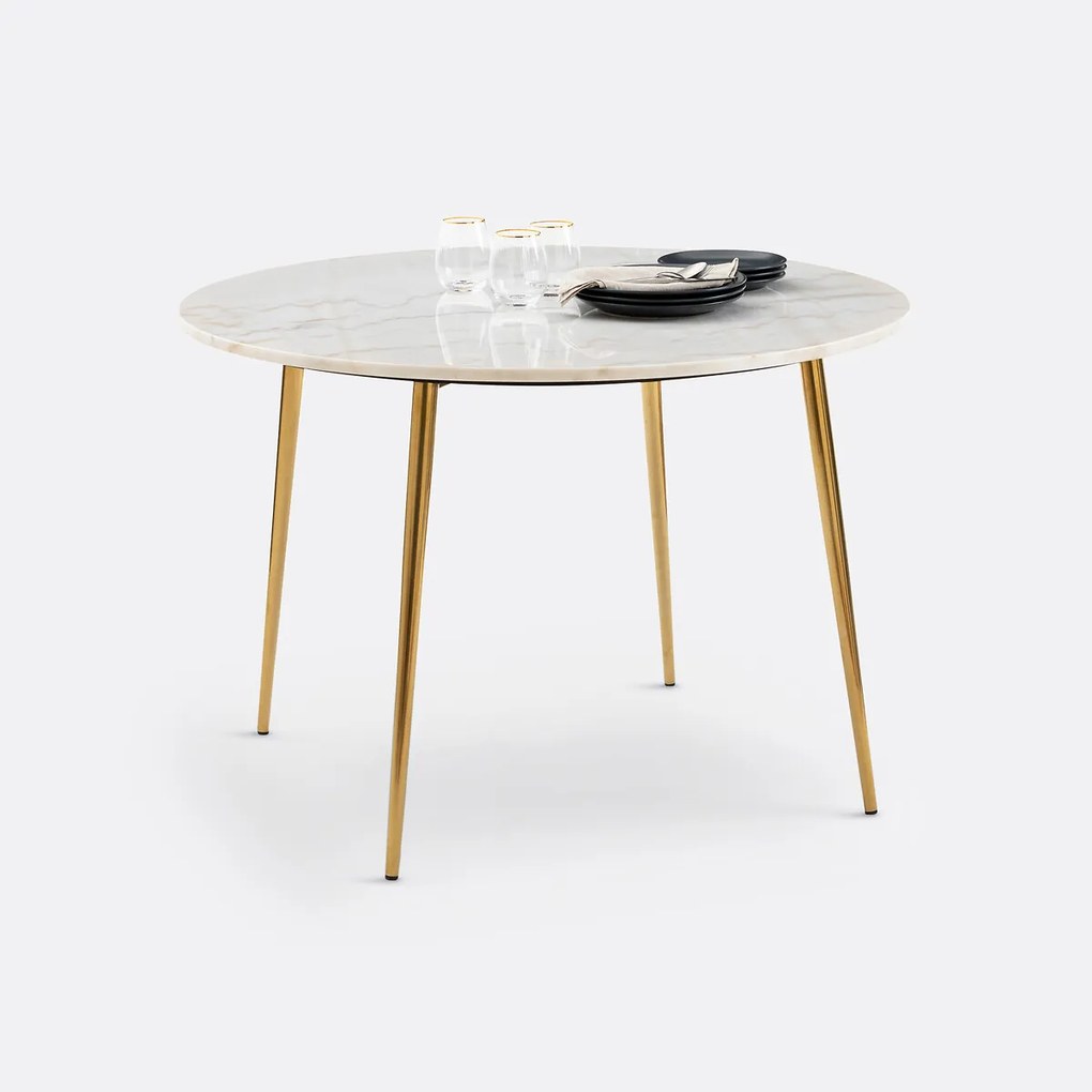 Ronde, marmeren tafel 4 personen, Luxore