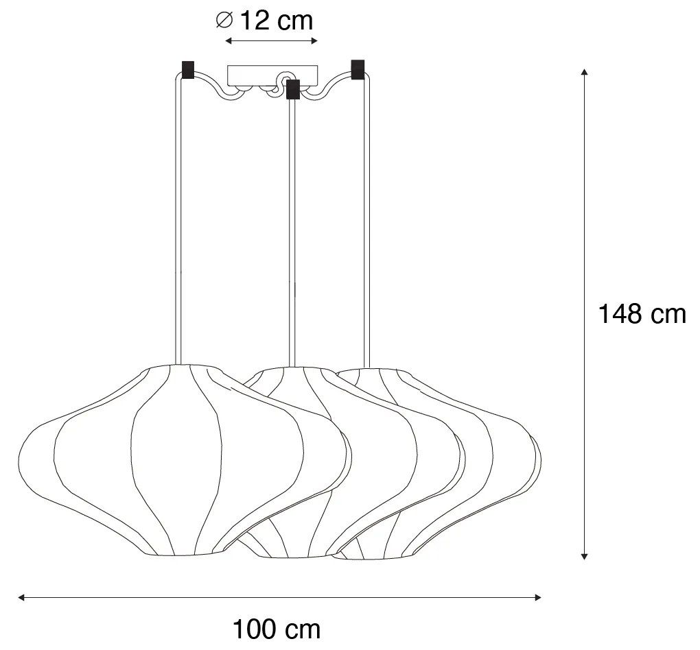 Stoffen Eettafel / Eetkamer Smart hanglamp met dimmer wit 50cm 3-lichts incl. 3 Wifi G95 - Plu E27 Binnenverlichting Lamp