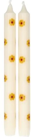 Dinerkaars, gele bloemen, 25 cm, set van 2