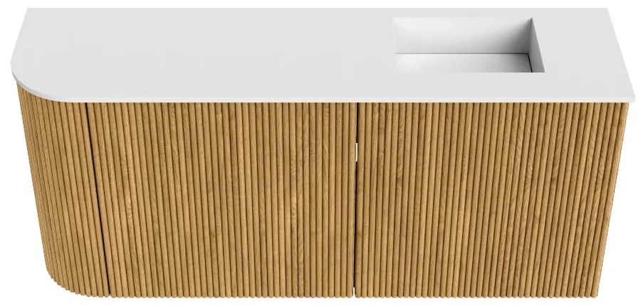 Mondiaz Joya 90cm toiletmeubel ronding links oak met wastafel faye rechts zonder kraangat talc