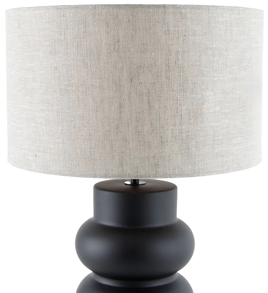 Design tafellamp zwart 17 cm stoffen kap lichtgrijs 35 cm - Alisia Design E27 rond Binnenverlichting Lamp