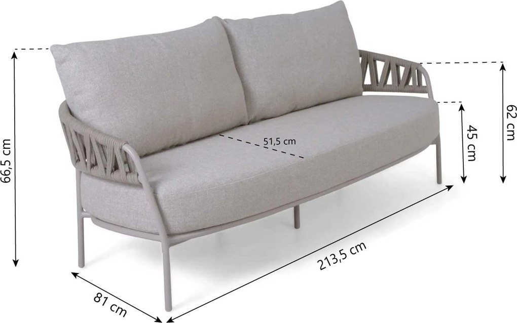 Stoel en Bank Loungeset 5 personen Rope Taupe 4 Seasons Outdoor Calma/Ibiza
