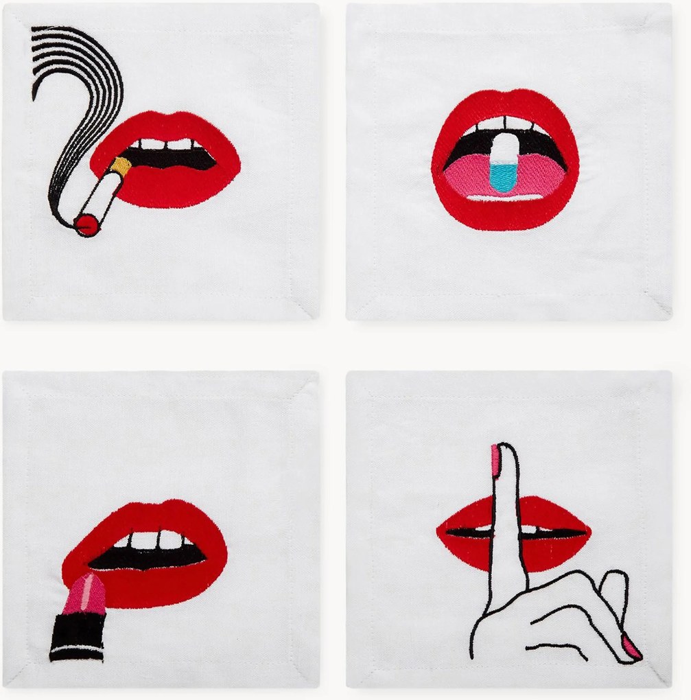 Linnen servetten Lips, 4-delig