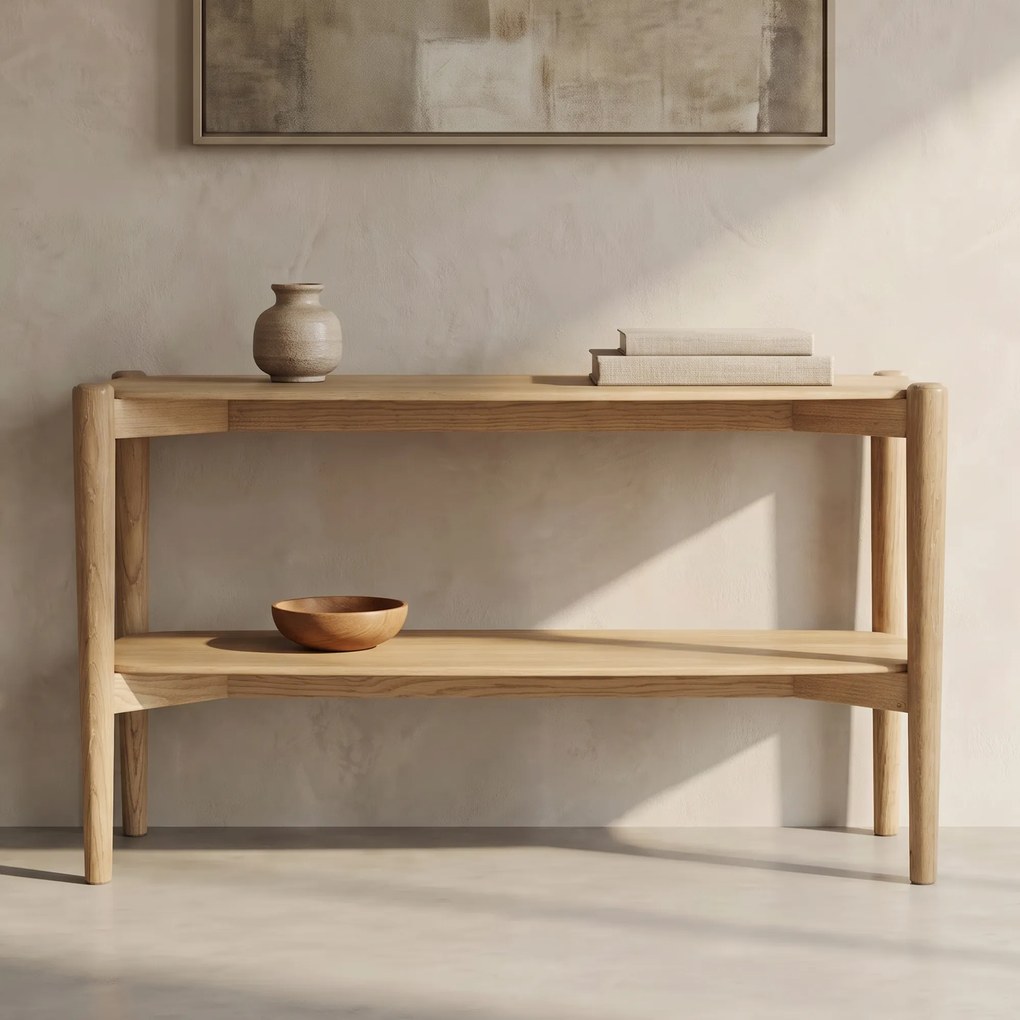 Design Wandtafel Licht Eiken Hout - 130 X 40cm.