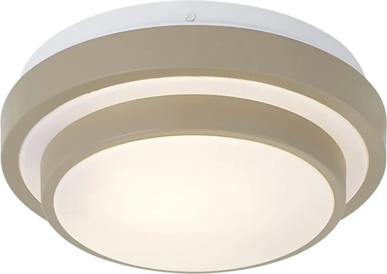 Moderne plafondlamp taupe met wit 25cm IP44 - Walden