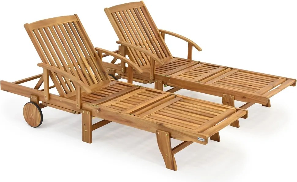 Set van twee houten ligbedden Costa Rica Garden Point