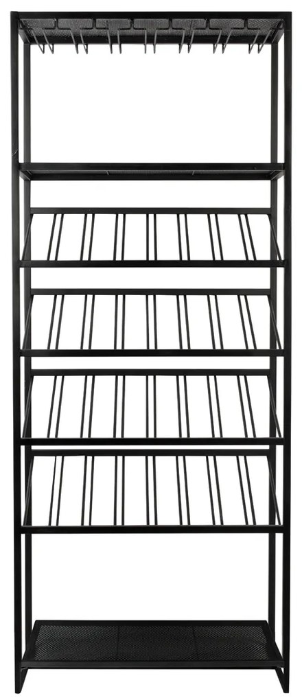 Zuiver Cantor Zwart Metalen Wijnrek - 75x35x180cm.