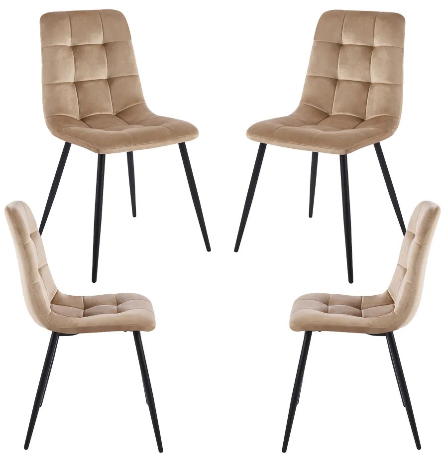 Set 4 Stoelen Stuhl Fluweel