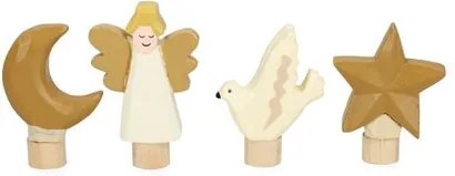 Stekers voor jaarring, hout, kerst, set van 4