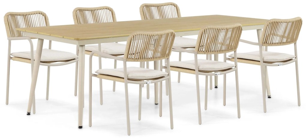 Tuinset 6 personen 240 cm Aluminium/rope Taupe Coco Penya/Matale